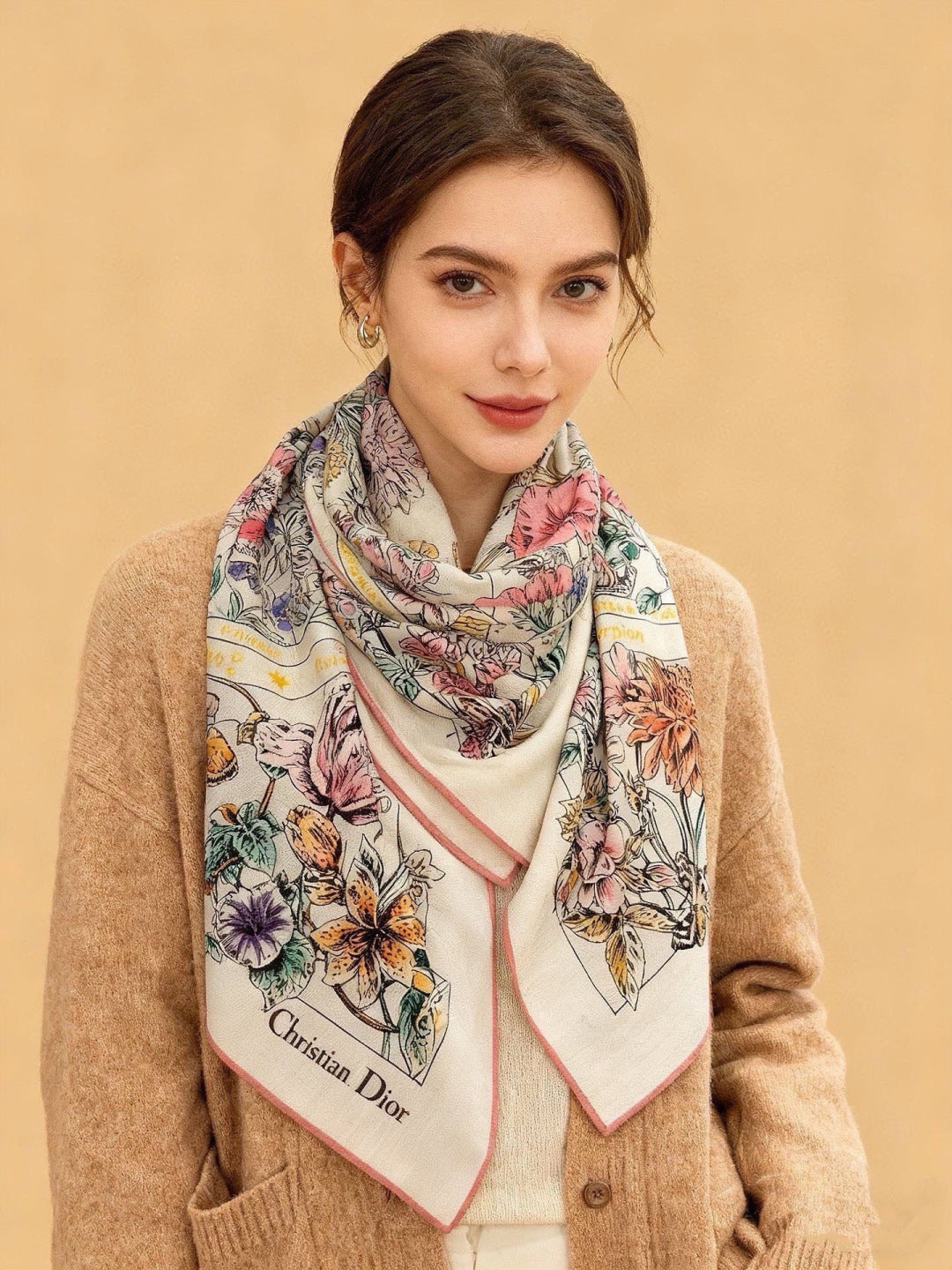 DIOR 26S SCARF 140CM IN CASHMERE SILK 309358