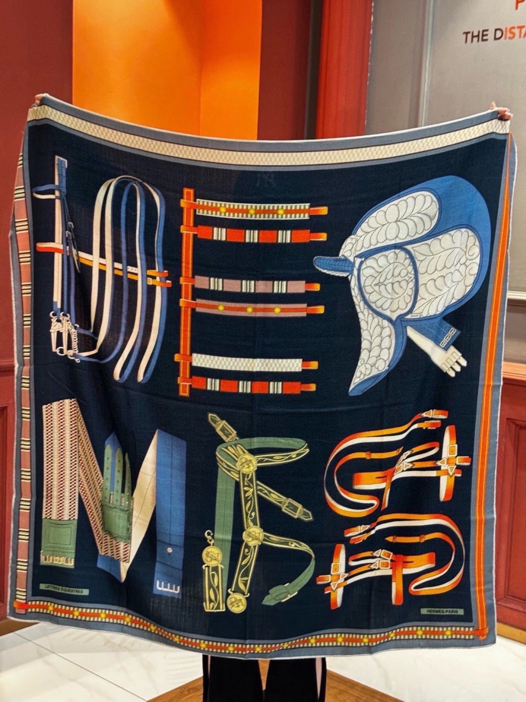 HERMES 26S PRINTED SQUARE SCARF 140 IN SILK 311926