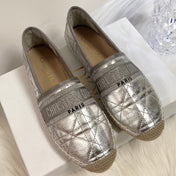 GRANVILLE ESPADRILLE SILVER QUILTED CANNAGE CALFSKIN