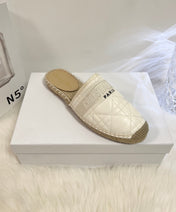 GRANVILLE ESPADRILLE MULE WHITE QUILTED CANNAGE CALFSKIN