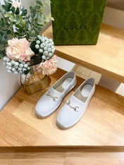 WOMEN'S ESPADRILLE WITH HORSEBIT IN WHITE CANVAS