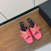 BALMAIN 26S B-BELT FLAT SANDALS IN PINK CALFSKIN