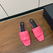 BALMAIN 26S LIP-EMBELLISHED SLIDES IN PINK PATENT CALFSKIN