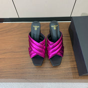 BALMAIN 26S QUILTED PLATFORM MULES 105 MM IN METALLIC PINK CALFSKIN