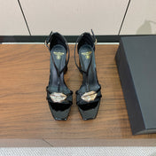 BALMAIN 26S LIP-EMBELLISHED HEELS 105 MM IN BLACK CALFSKIN WITH SILVER HARDWARE