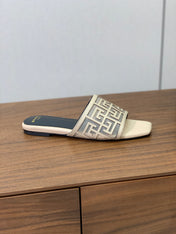 BALMAIN 26S FLAT SANDALS IN BEIGE CALFSKIN AND MESH