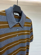MIUMIU 26S SHORT-SLEEVED KNIT POLO SHIRT STYLE 1090