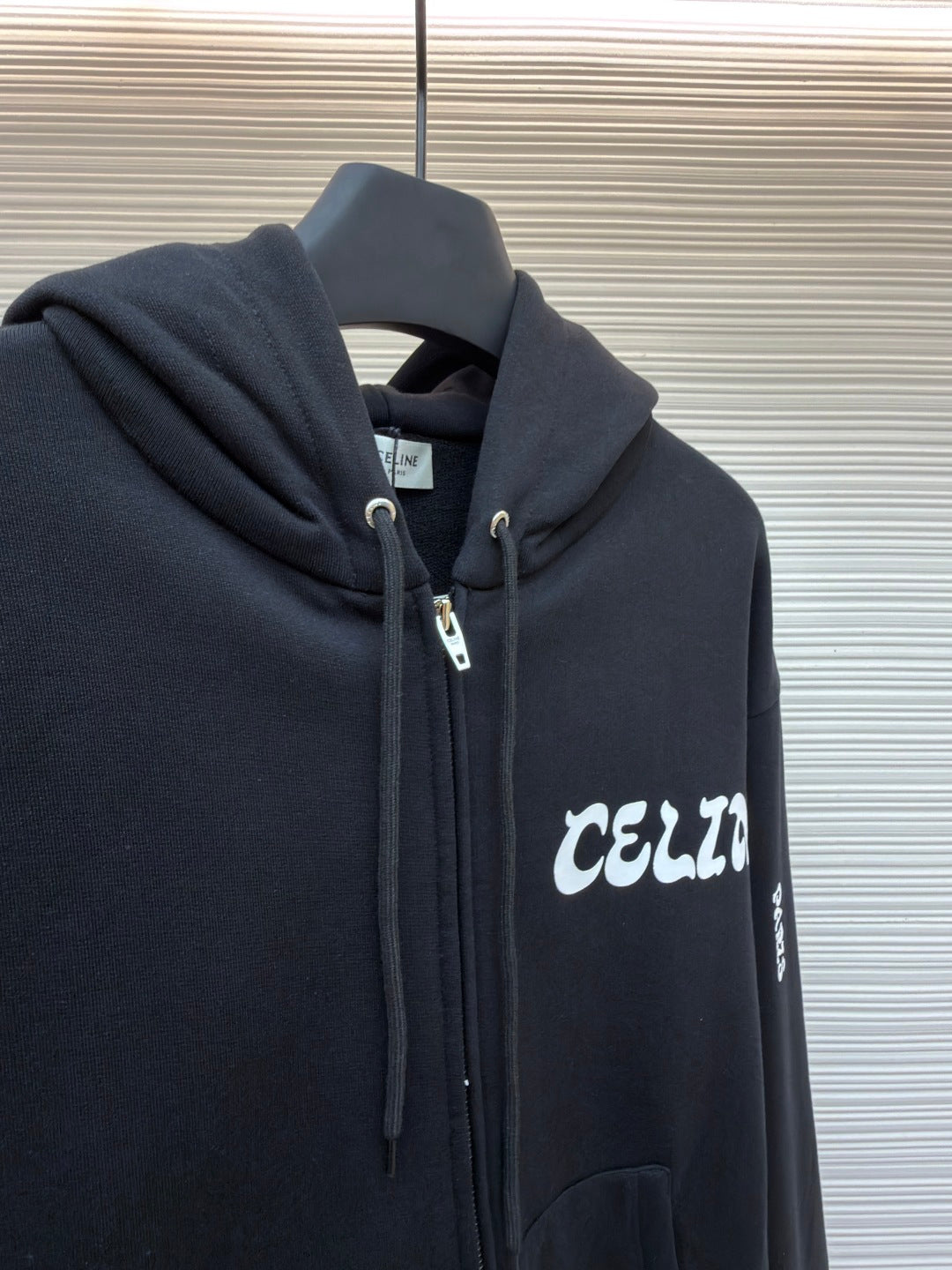 CELINE 26S SLEEVE ZIP-UP KNIT HOODIE 742