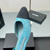 CC SLINGBACK 25S 25 MM IN BLUE SUEDE AND BLACK FABRIC