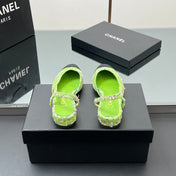 CC SLINGBACK 25S 25 MM IN GREEN FABRIC MIX TWEED