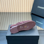 CHANEL 25S BACK STRAP MULE 15MM IN DARK PURPLE SUEDE SILVER HARDWARE