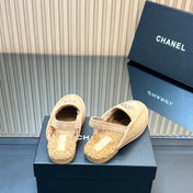 CHANEL 25S BACK STRAP MULE 15MM IN LIGHT BROWN SUEDE AND WOOL SILVER HARDWARE
