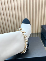 CHANEL 25S HIGH BOOTS 65MM IN WHITE CALFSKIN GOLD HARDWARE