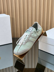 CHLOÉ 26S SNEAKERS IN LIGHT GREEN CALFSKIN AND GREY SUEDE
