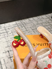 LV CHERRY HIGH HEELS 25S 55 MM IN NUDE DENIM STYLE 9