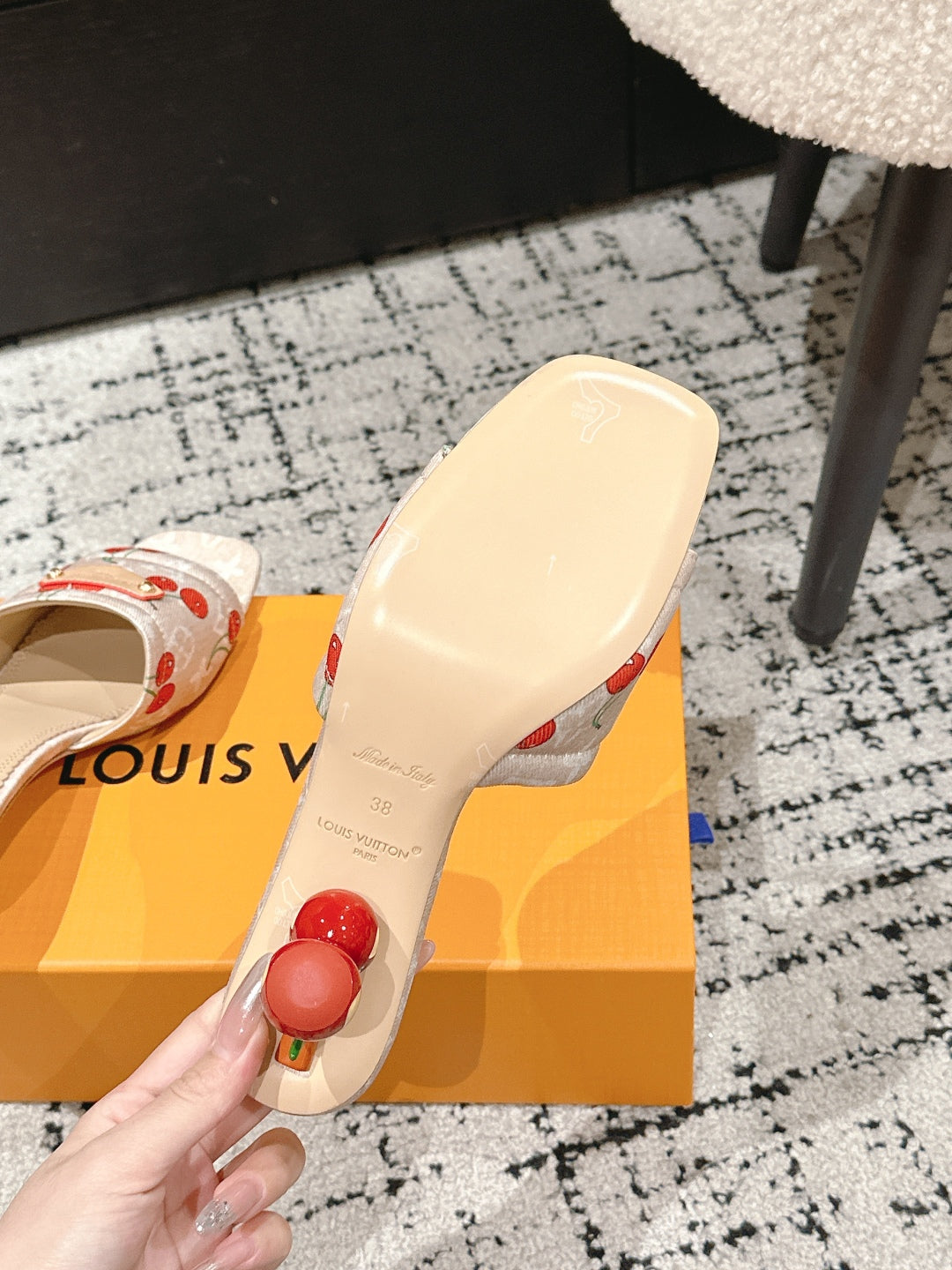 LV CHERRY HIGH HEELS 25S 55 MM IN NUDE DENIM STYLE 9