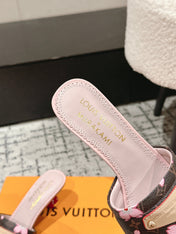 LV CHERRY HIGH HEELS 25S 55 MM IN DARK BROWN AND LIGHT PINK CALFSKIN STYLE 2