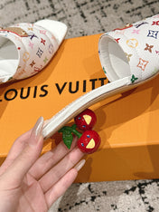 LV CHERRY HIGH HEELS 25S 55 MM IN WHITE CALFSKIN STYLE 13