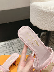 LV CHERRY HIGH HEELS 25S 55 MM IN LIGHT PINK DENIM STYLE 4
