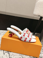 LV CHERRY HIGH HEELS 25S 55 MM IN WHITE CALFSKIN STYLE 11