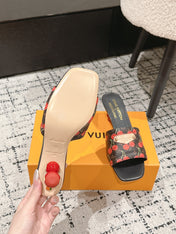 LV CHERRY HIGH HEELS 25S 55 MM IN DARK BROWN MIX BLACK CALFSKIN STYLE 12