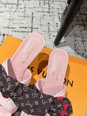 LV CHERRY HIGH HEELS 25S IN PINK CALFSKIN WITH BOW STYLE 17