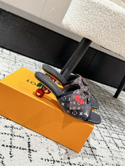 LV CHERRY HIGH HEELS 25S IN BLACK CALFSKIN WITH BOW STYLE 12