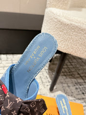 LV CHERRY HIGH HEELS 25S IN BLUE DENIM WITH BOW STYLE 8