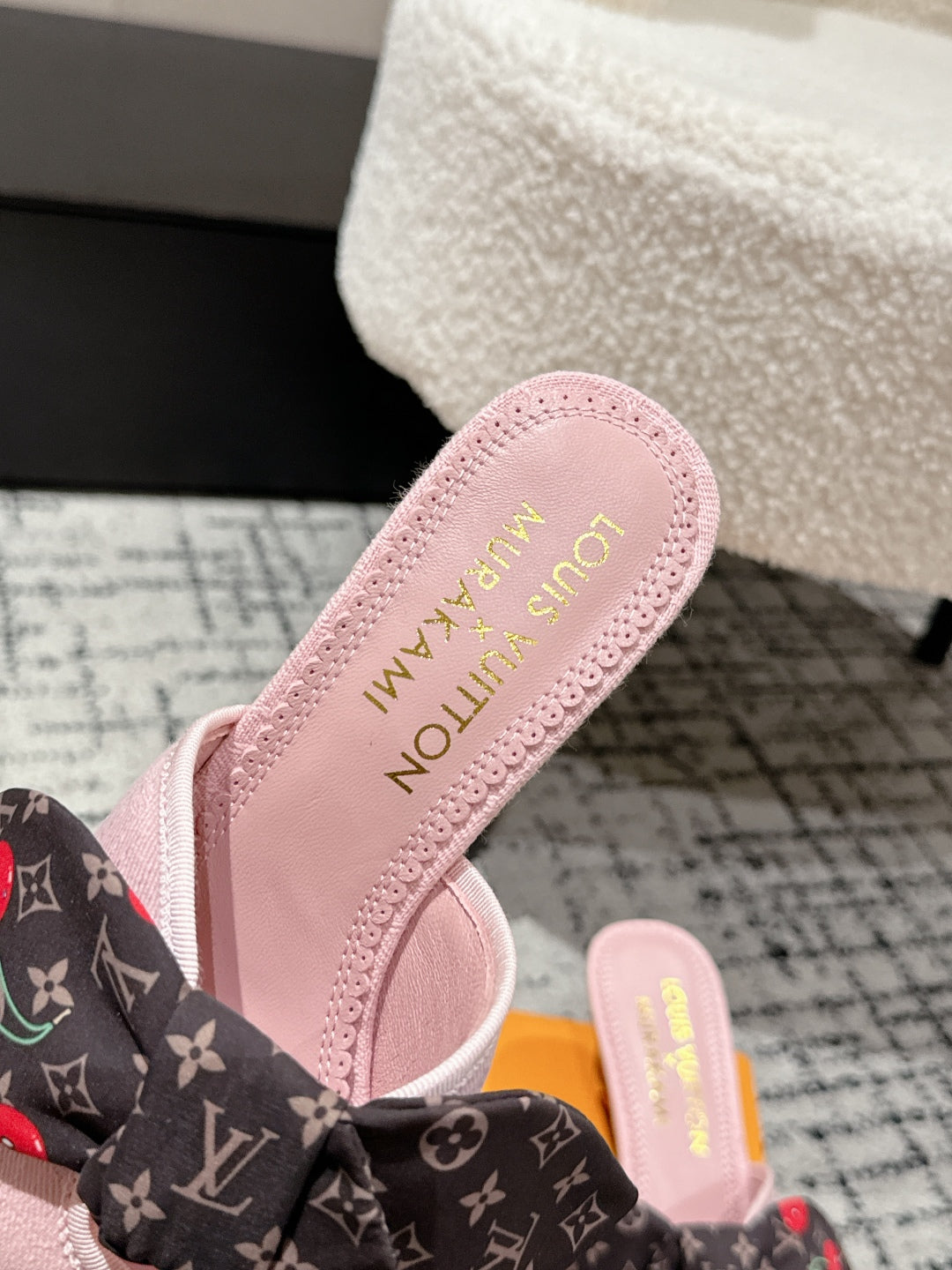LV CHERRY HIGH HEELS 25S IN LIGHT PINK DENIM WITH BOW STYLE 6