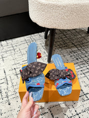 LV CHERRY HIGH HEELS 25S IN BLUE DENIM WITH BOW STYLE 3