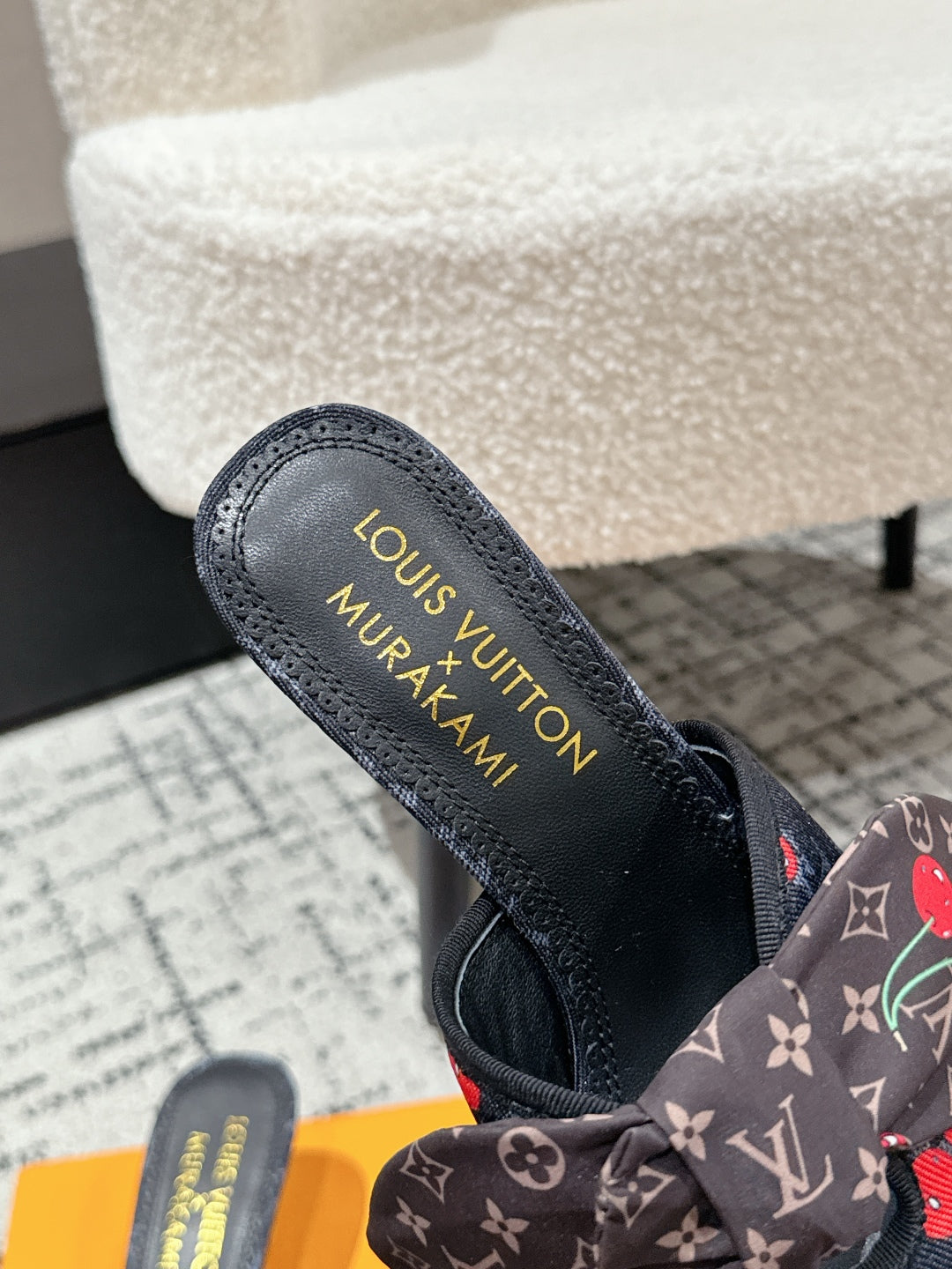 LV CHERRY HIGH HEELS 25S IN NAVY BLUE DENIM WITH BOW STYLE 2
