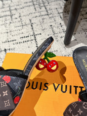 LV CHERRY HIGH HEELS 25S IN NAVY BLUE DENIM WITH BOW STYLE 2