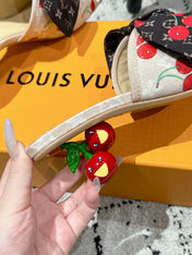 LV CHERRY HIGH HEELS 25S IN NUDE DENIM WITH BOW STYLE 5