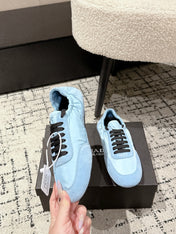 PRADA 25S COLLAPSE SNEAKERS IN LIGHT BLUE RE NYLON AND SUEDE