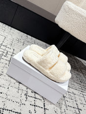 CELINE 25S SLIDES TRIOMPHE IN IVORY SPONGE FABRIC