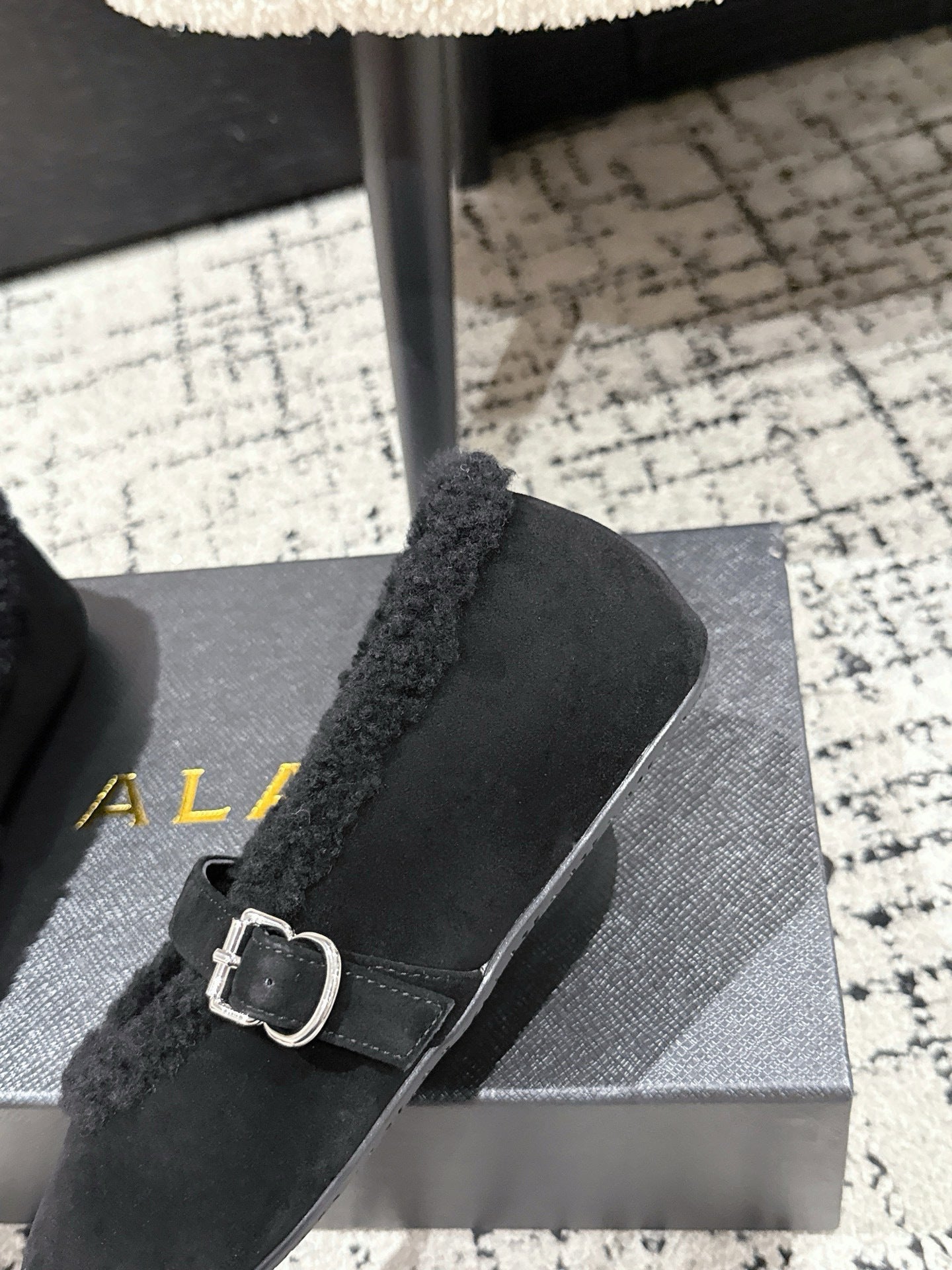 ALAIA 26S  BALLET FLATS IN BLACK SUEDE AND WOOL