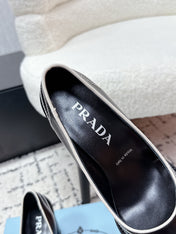 PRADA 26S BOWLING-STYLE HIGH HEELS 70MM IN BLACK CALFSKIN