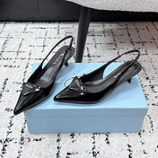 PRADA 26S SLINGBACK PUMPS 60MM IN BLACK PATENT CALFSKIN