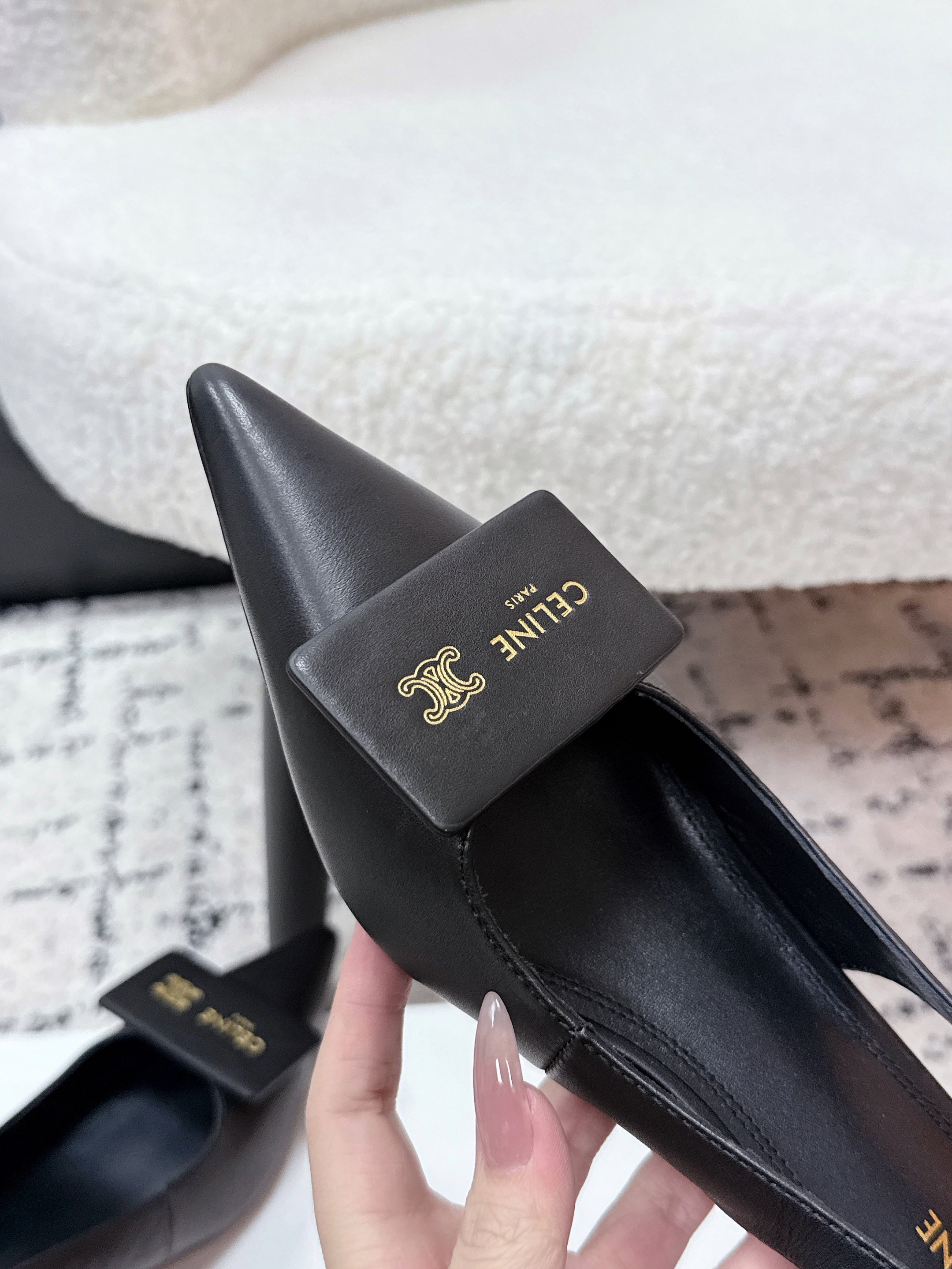 CELINE 26S HIGH-HEEL SLINGBACK 35 MM IN BLACK CALFSKIN