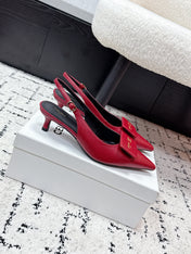 CELINE 26S HIGH-HEEL SLINGBACK 35 MM IN DARK RED CALFSKIN