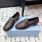 PRADA 26S LOAFERS 25MM IN DARK BROWN CALFSKIN
