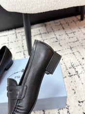 PRADA 26S LOAFERS 25MM IN BLACK CALFSKIN
