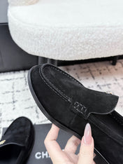 CHANEL 26S LOAFERS IN BLACK SUEDE WITH CC LOGO