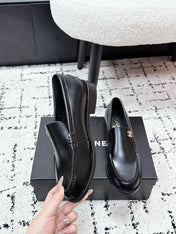 CHANEL 26S LOAFERS IN BLACK SMOOTH CALFSKIN WITH CC LOGO