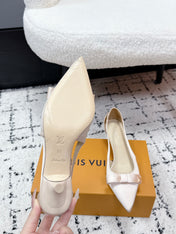 LV 26S SLINGBACK PUMPS 50MM IN NUDE PINK SATIN WITH BOW