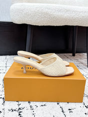 LV 26S 6 AM MULE 55MM IN BEIGE EMBROIDERED FABRIC