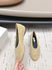 THE ROW 26S BALLET FLATS IN BEIGE SUEDE