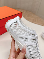 KIGA SNEAKER IN WHITE CROCHET KNIT AND CALFSKIN