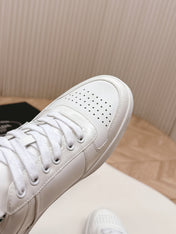 PRADA 25S DOWNTOWN SNEAKERS IN WHITE CALFSKIN SILVER HARDWARE