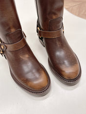 CHLOÉ 26S BOOTS 45 MM IN BROWN CALFSKIN